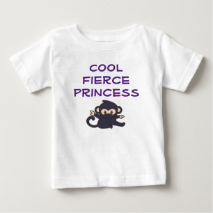 Cool Fierce Princess Funny Cute Ninja Monkey Baby T-Shirt