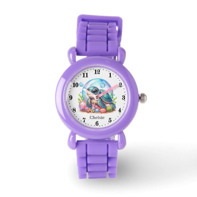 Cool filles tortue de mer ajouter nom montre (Recto)