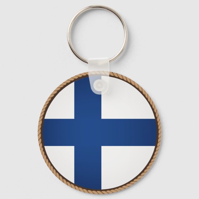 Cool Finland Flag Seal Keychain (Front)