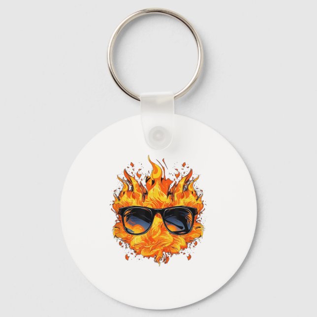 Cool Fire And Flames Gles _1  Keychain (Front)