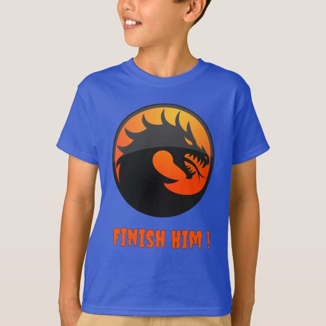Cool Fire Dragon MK Fighting Videogame Finish Him T-Shirt (Front)