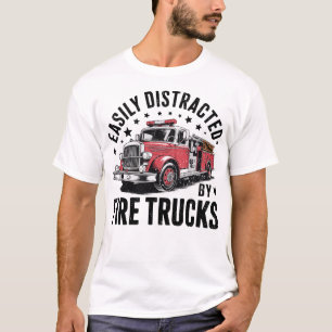 Cool Firefighter Funny Fire Truck Distracted Men  T-Shirt