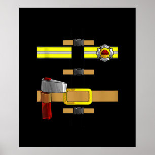 Cool Firefighter Uniform Funny DIY Halloween Poster