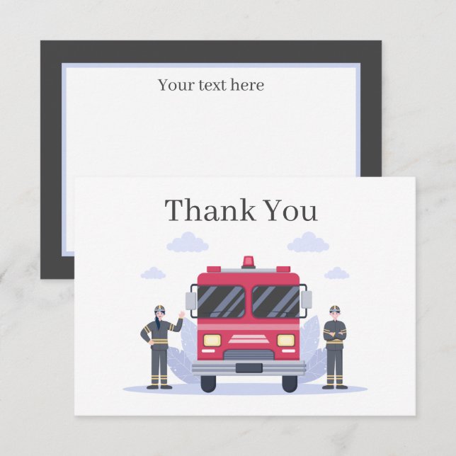 cool fireman add sentiment thank you card (Front/Back)