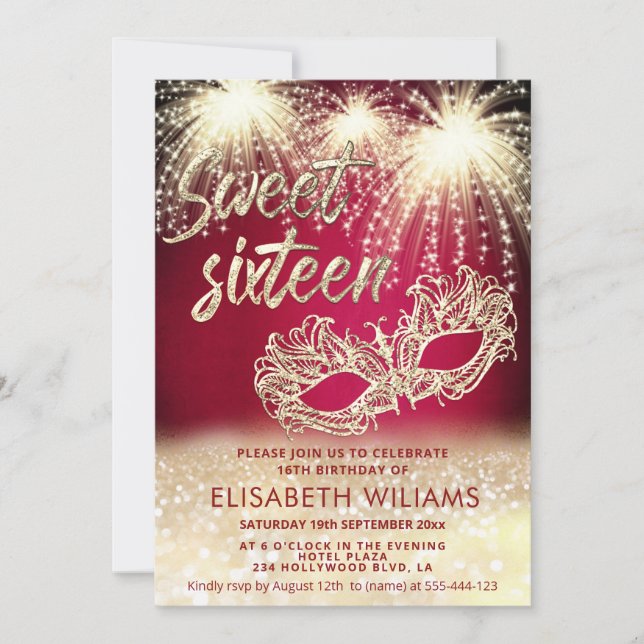 Cool firework Masquerade charming  glittery ombre  Invitation (Front)