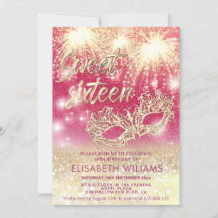 Cool firework Masquerade charming glittery ombre Invitation
