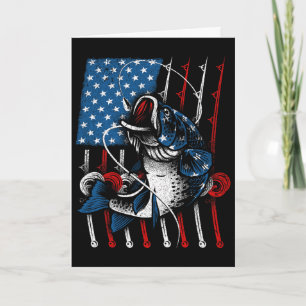 Cool Fishing For Men Women American Flag Usa Fish Card