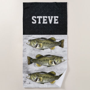 Cool Fishing Name Largemouth Bass Fish Name Rugged Beach Towel