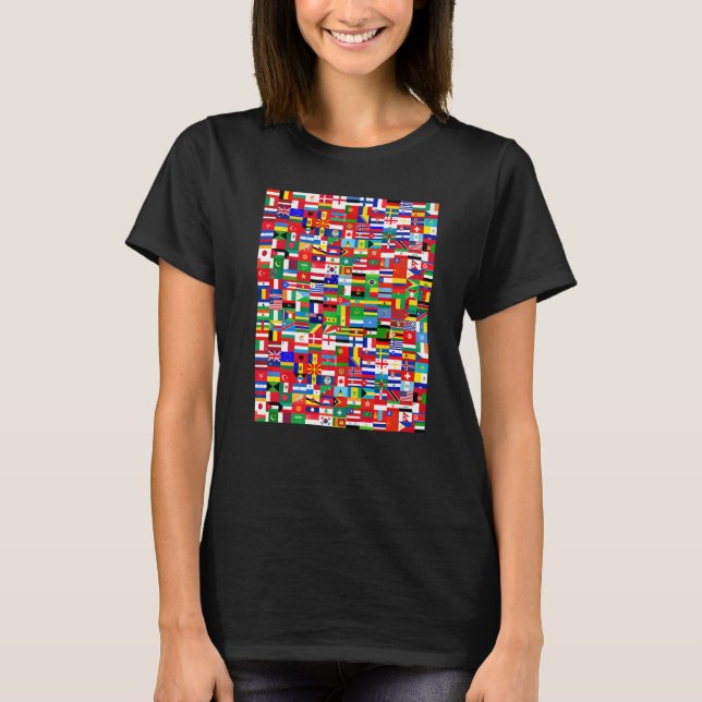 Cool Flags of The World Illustration  Graphic Desi T-Shirt (Front)