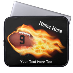 Cool Flaming Football Laptop Case, PERSONALIZED Laptop Sleeve