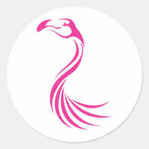 Cool Flamingo Greater Swish Logo Icon Style Classic Round Sticker