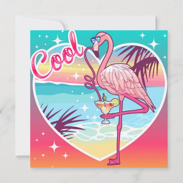 Cool Flamingo Holiday Card (Front)
