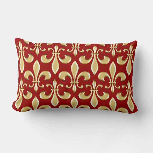 Cool Fleur De Lis Wallpapered Lumbar Pillow (Front)