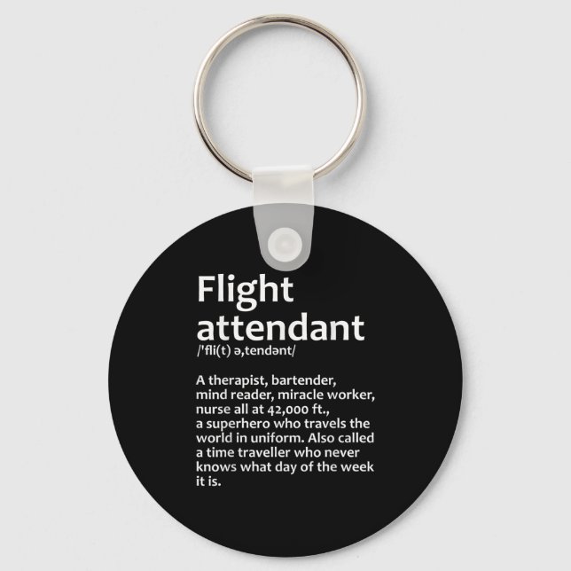 Cool Flight Attendant Design For Men Women Flight  Keychain (Front)