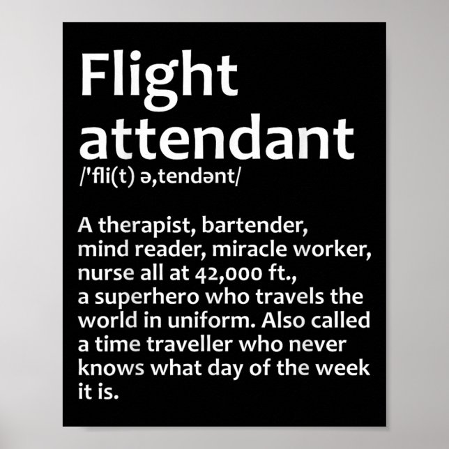 Cool Flight Attendant Design For Men Women Flight  Poster (Front)