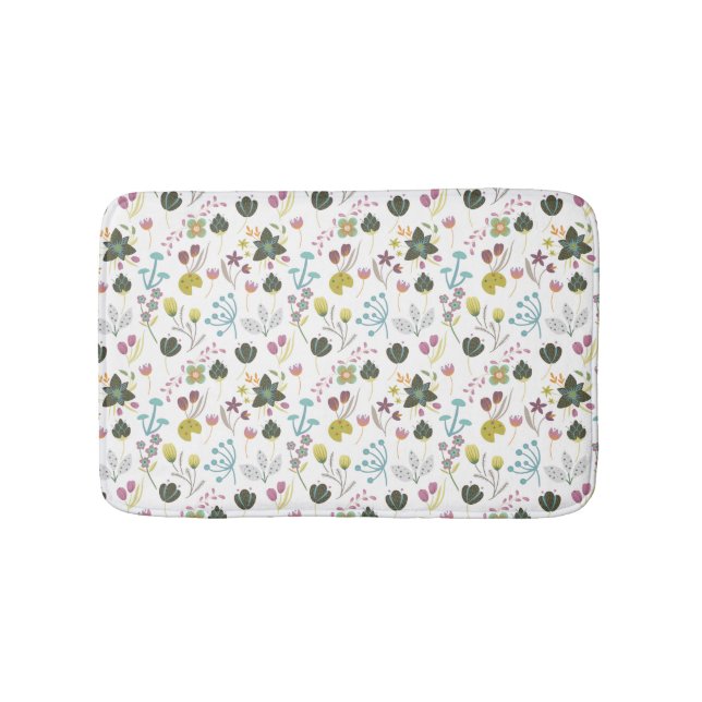 Cool Floral Pattern Bath Mat (Front)