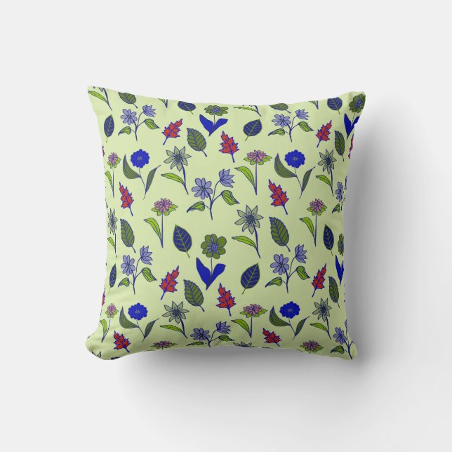 Cool Floral Pattern Throw Pillow (Front)