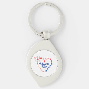 Cool Floral Puerto Rico Heart Illustration Keychain