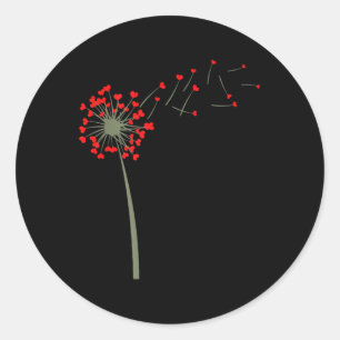 Cool Flower Dandelion Hearts Valentines Day Women  Classic Round Sticker