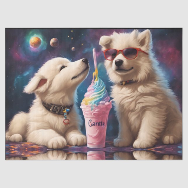 Cool Fluffy Puppies planets milkshake Tissue Paper (Front)