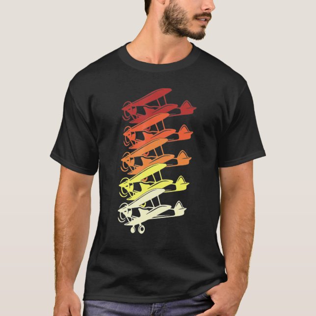 Cool Flying  Five Colour Airplanes  Great Pilo T-Shirt (Front)