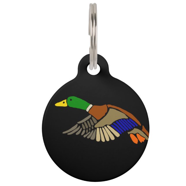 Cool Flying Mallard Duck Art Pet Tag (Front)