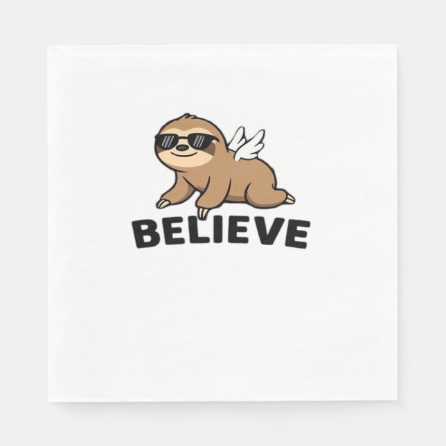 Cool Flying Sloth Believe Funny Motivational Desig Napkin (Front)