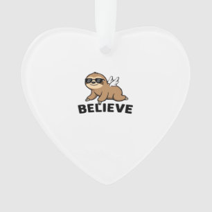 Cool Flying Sloth Believe Funny Motivational Desig Ornament