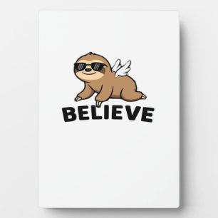 Cool Flying Sloth Believe Funny Motivational Desig Plaque