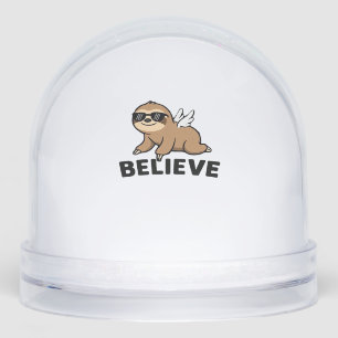 Cool Flying Sloth Believe Funny Motivational Desig Snowglobe
