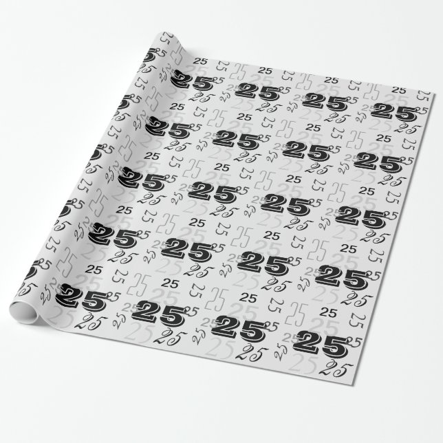 Cool Fonts Numbers Personalized Wrapping Paper (Unrolled)