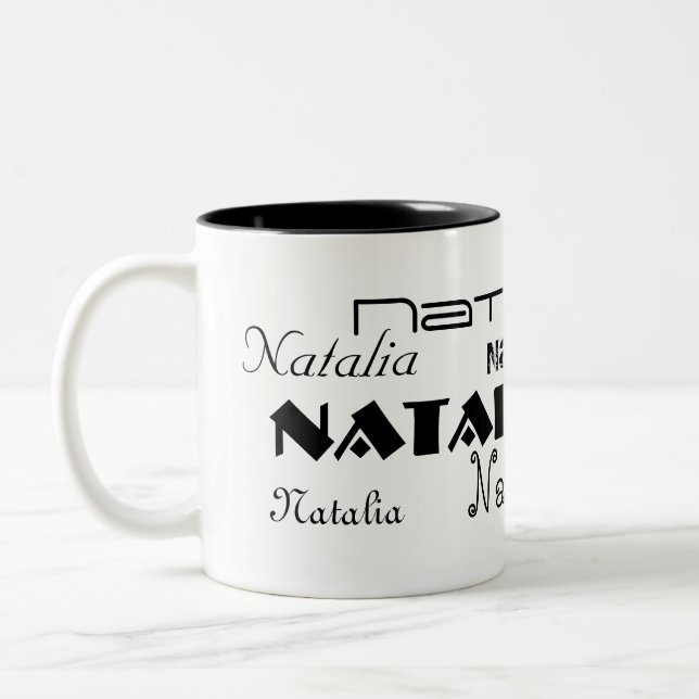 Cool Fonts Your Name Personalized Two-Tone Coffee Mug (Left)