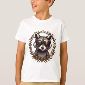Cool Forest Raccoon in Sunglasses Artwork T-Shirt