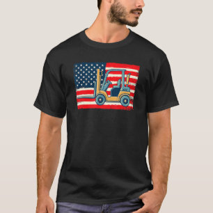 Cool Forklift Operator Men Women US Flag Forklift T-Shirt