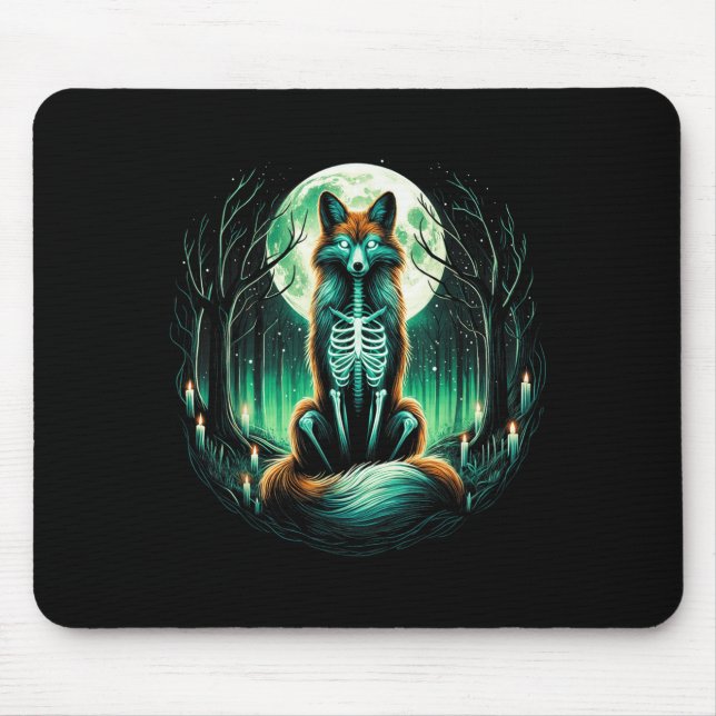 Cool Fox Skeleton Halloween Christmas Birthday  Mouse Pad (Front)