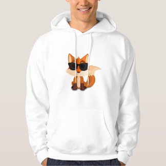 Cool Fox Wearing Sunglasses Cute Cartoon Woodland  Hoodie