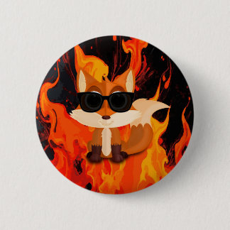 Cool Fox with Sunglasses Fire Paint 2 Inch Round Button
