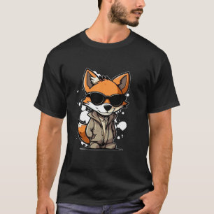 Cool Foxes Sunglasses Relaxing Forest Animals Long T-Shirt
