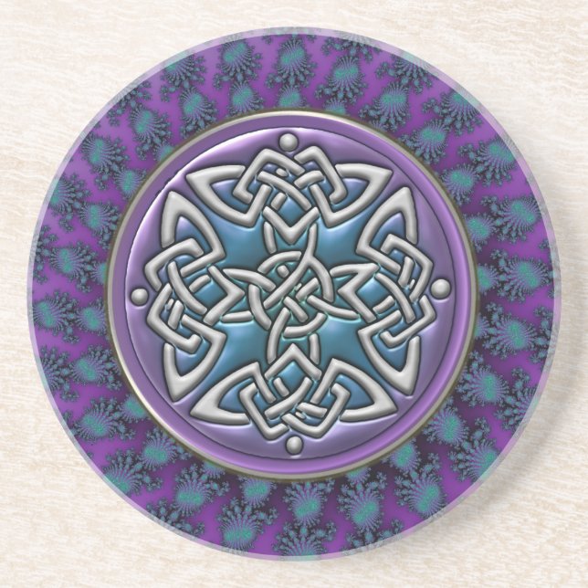 Cool Fractal Mandala Celtic Knot Coaster (Front)