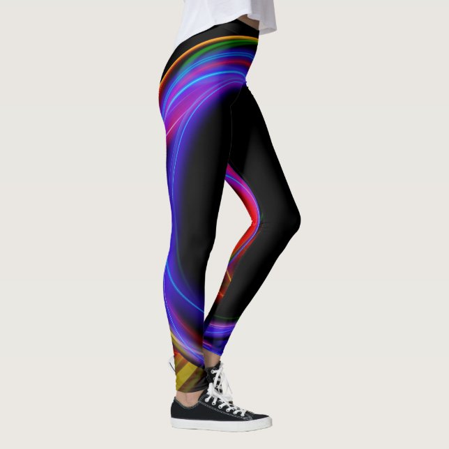 Cool Fractal Psychedelic Neon Glow Abstract Ball Leggings (Right)