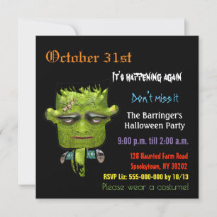 Cool Frank Fright Invitation du CARRÉ Halloween