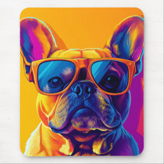 Cool French bulldog dog with sunglasses Mouse Pad
