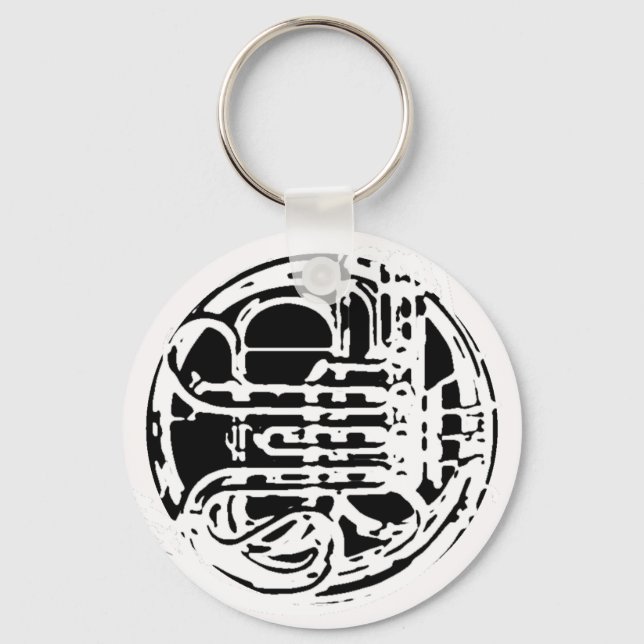 Cool French Horn Design Keychain (Front)