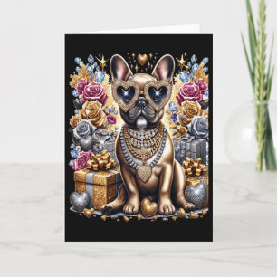 Cool Frenchie Bulldog Chain Blingeecore Christmas  Card