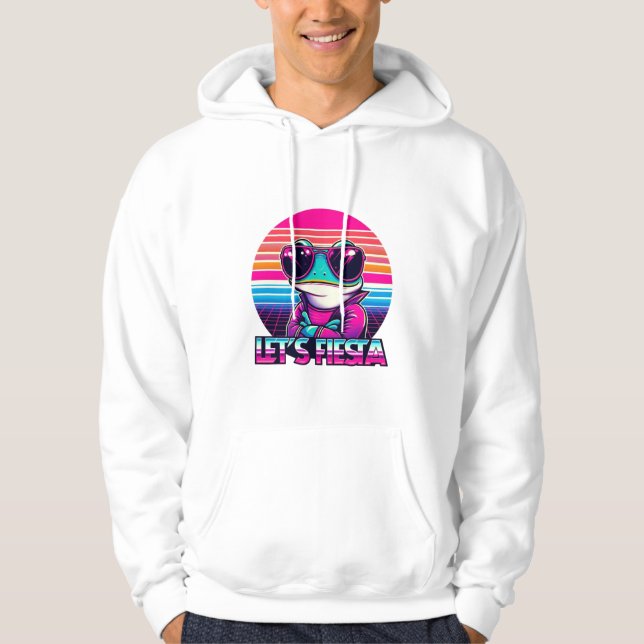 Cool Frog 80s Party Vibes Hoodie (Front)