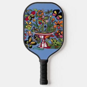 Cool Frog and Butterflies Garden Abstract Pickleball Paddle