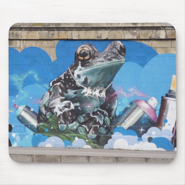 Cool Frog Between Spray Cans Graffiti Mouse Pad (Front)