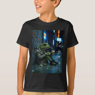 Cool frog drinking iced coffee expensive matcha T-Shirt