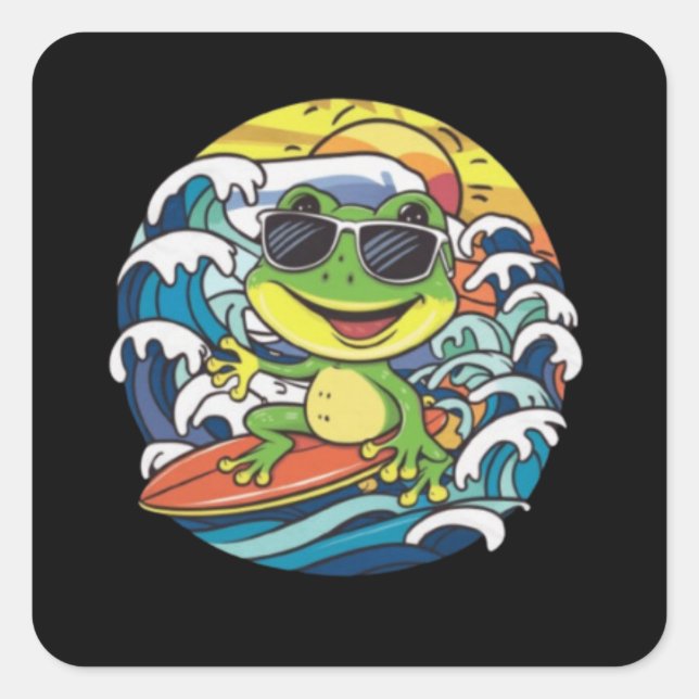 Cool Frog Square Sticker (Front)