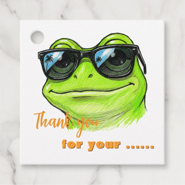 Cool Frog Sunglasses  Favour Tags (Front)